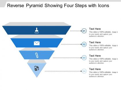 Reverse pyramid showing four steps with icons