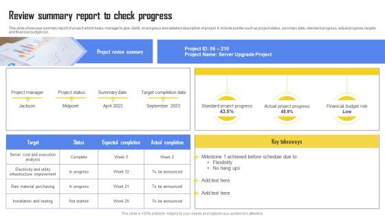 Review Summary Report To Check Progress