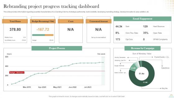 Revitalizing Brand For Success Rebranding Project Progress Tracking Dashboard