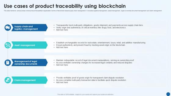 Revolutionizing Supply Chain Use Cases Of Product Traceability Using Blockchain BCT SS