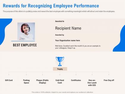Rewards for recognizing employee performance excellent ppt powerpoint presentation file model