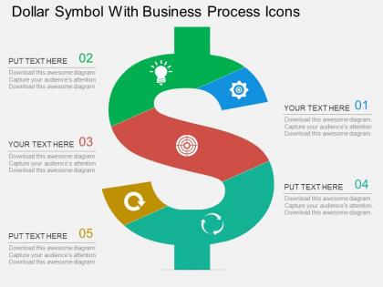 Rf dollar symbol with business process icons flat powerpoint design