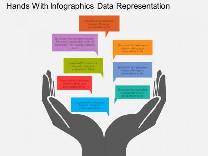 Rf hands with infographics data representation flat powerpoint design