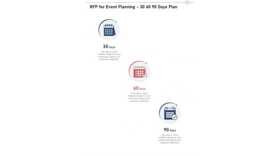 Rfp For Event Planning 30 60 90 Days Plan One Pager Sample Example Document