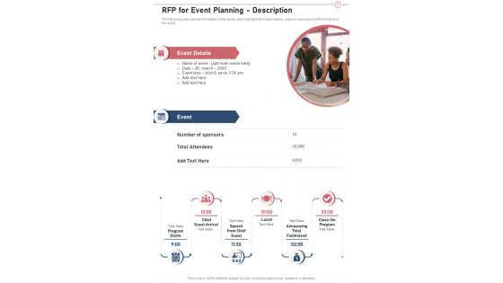 Rfp For Event Planning Description One Pager Sample Example Document