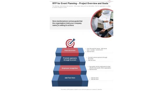 Rfp For Event Planning Project Overview And Goals One Pager Sample Example Document