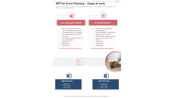 Rfp For Event Planning Scope Of Work One Pager Sample Example Document