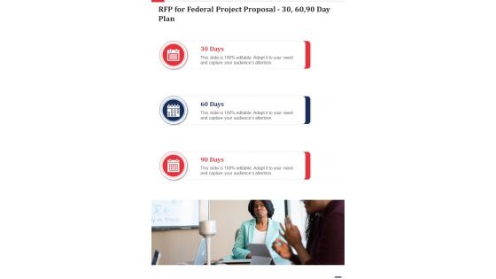 RFP For Federal Project Proposal 30 60 90 Day Plan One Pager Sample Example Document