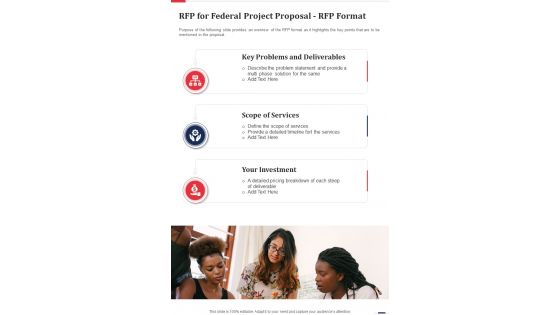 RFP For Federal Project Proposal RFP Format One Pager Sample Example Document