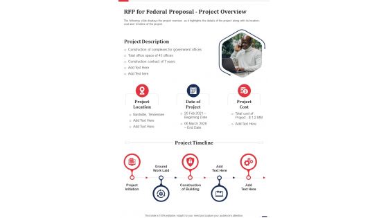 RFP For Federal Proposal Project Overview One Pager Sample Example Document