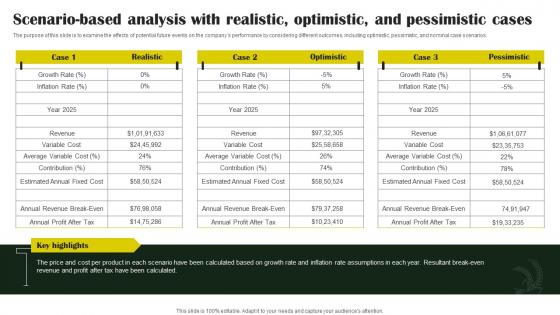 Rice Farming Business Scenario Based Analysis With Realistic Optimistic And Pessimistic Cases BP SS