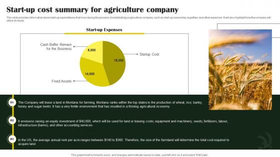 Rice Farming Business Start Up Cost Summary For Agriculture Company BP SS