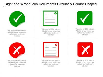 Right and wrong icon documents circular and square shaped