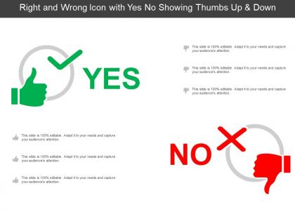 Right and wrong icon with yes no showing thumbs up and down