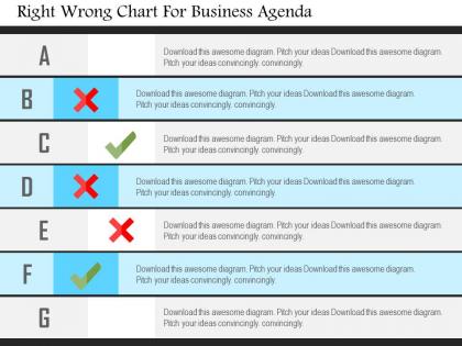 Right wrong chart for business agenda flat powerpoint design