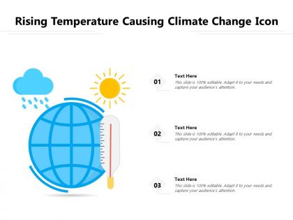 Rising temperature causing climate change icon