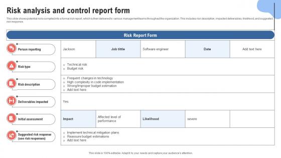 Risk Analysis And Control Report Form