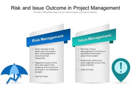 Risk and issue outcome in project management