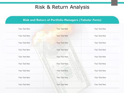 Risk and return analysis portfolio managers ppt powerpoint presentation summary