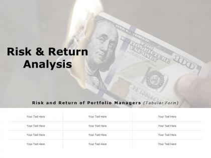 Risk and return analysis ppt powerpoint presentation visual aids pictures