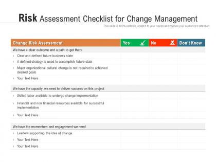 Risk assessment checklist for change management