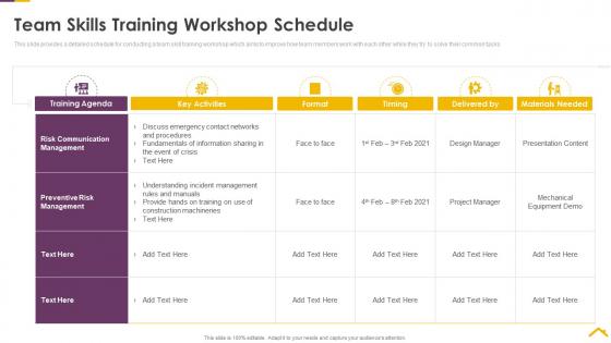 Risk assessment strategies for real estate team skills training workshop schedule