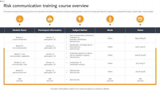 Risk Communication Training Course Overview