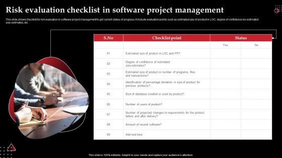 Risk Evaluation Checklist In Software Project Management