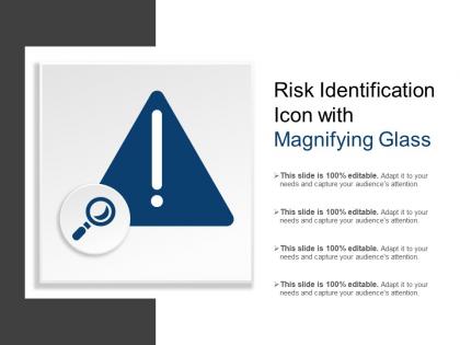 Risk identification icon with magnifying glass