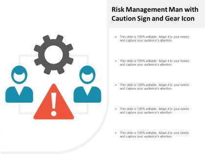 Risk Management Man With Caution Sign And Gear Icon