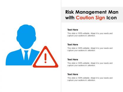 Risk Management Man With Caution Sign Icon