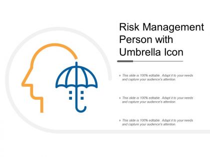 Risk management person with umbrella icon