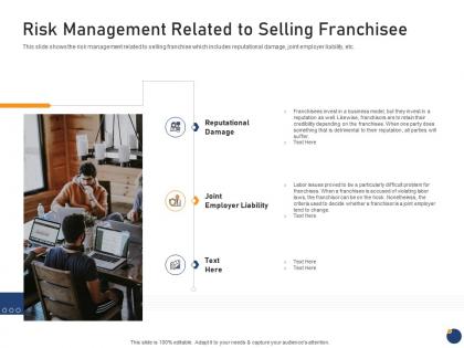 Risk management related to selling franchisee offering an existing brand franchise