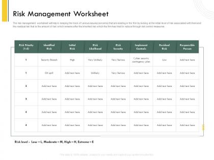 Risk management worksheet controls ppt powerpoint presentation portfolio