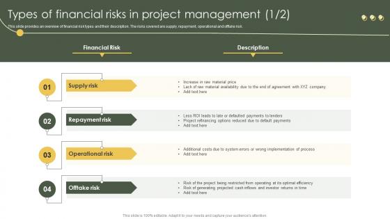 Risk Mitigation And Management Plan Types Of Financial Risks In Project Management