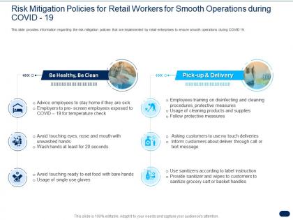 Risk mitigation policies for retail workers for smooth operations during covid 19 ppt background