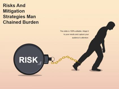 Risks and mitigation strategies man chained burden powerpoint slide images