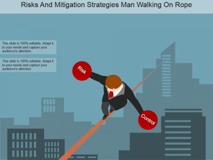 Risks and mitigation strategies man walking on rope powerpoint slide show