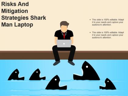 Risks and mitigation strategies shark man laptop powerpoint slides