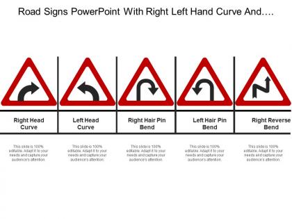 Road signs powerpoint with right left hand curve and right reverse bend