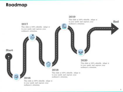 Roadmap 2016 to 2020 years attention editable ppt powerpoint presentation diagrams