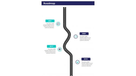 Roadmap Angel Investor Proposal One Pager Sample Example Document