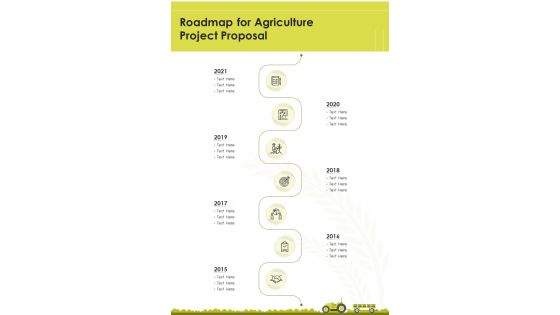 Roadmap For Agriculture Project Proposal One Pager Sample Example Document