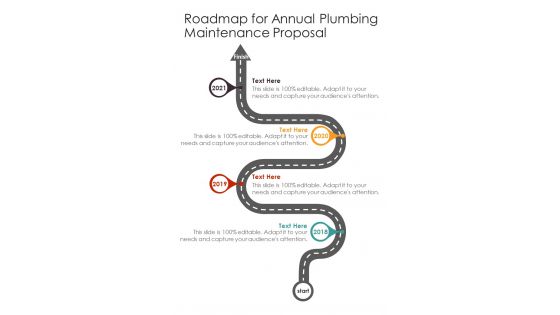 Roadmap For Annual Plumbing Maintenance Proposal One Pager Sample Example Document