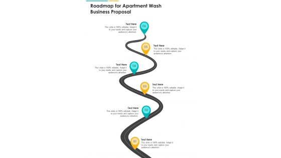 Roadmap For Apartment Wash Business Proposal One Pager Sample Example Document