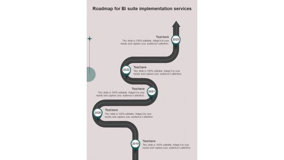 Roadmap For BI Suite Implementation One Pager Sample Example Document