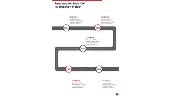 Roadmap For Body Cell Investigation Project One Pager Sample Example Document
