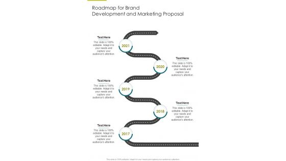 Roadmap For Brand Development And Marketing Proposal One Pager Sample Example Document