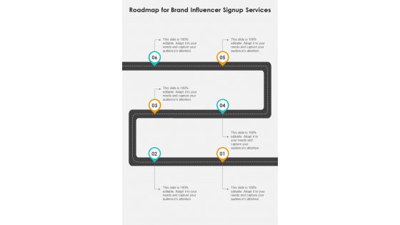 Roadmap For Brand Influencer Signup Services One Pager Sample Example Document