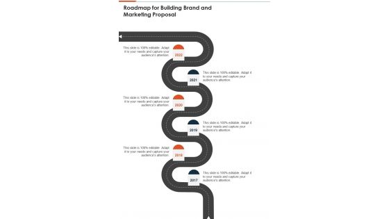 Roadmap For Building Brand And Marketing Proposal One Pager Sample Example Document